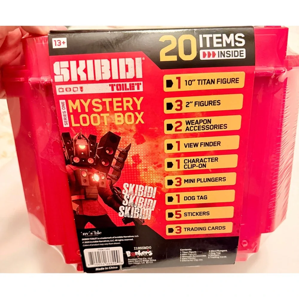 Bonkers Toys Skibidi Toilet Mystery Loot Box Kids OS Red New 20 Items Series 1